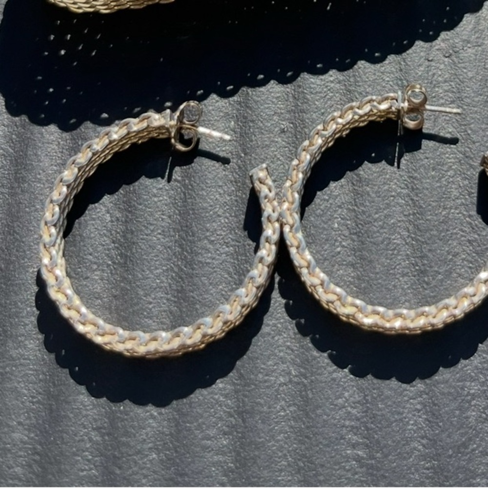 Tiffany & Co Silver Mesh Hoop Earrings